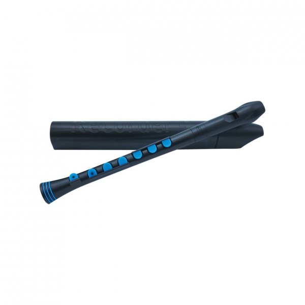 Nuvo Recorder+ with Hard Case,German Fingering, Black and Blue Case