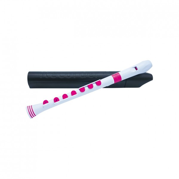 Nuvo Recorder+ with Hard Case,German Fingering, White and Pink Case