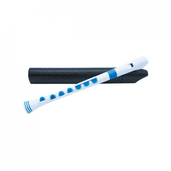 Nuvo Recorder+ with Hard Case,German Fingering, White and Blue Case