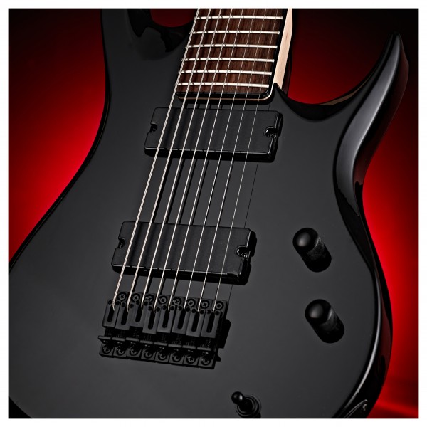 G4M 529 Electric Guitar, 8-String, Jet Black at Gear4music