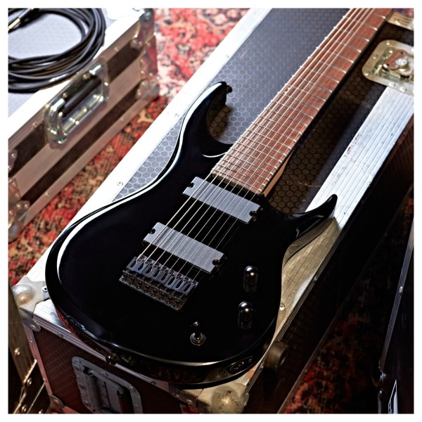 G4M 529 Electric Guitar, 8-String, Jet Black at Gear4music