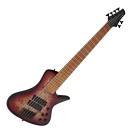 G4M 972 Guitare Basse &agrave; 6 Cordes et Frettes en &Eacute;ventail, Purple Burl Burst