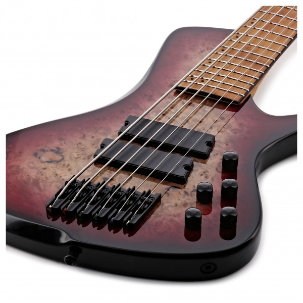 G4M 972 Fanned Fret 6-String Bass Guitar, Purple Burl Burst