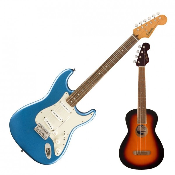 Squier Classic Vibe 60s Strat LRL, LP Blue with FREE Fender Ukulele