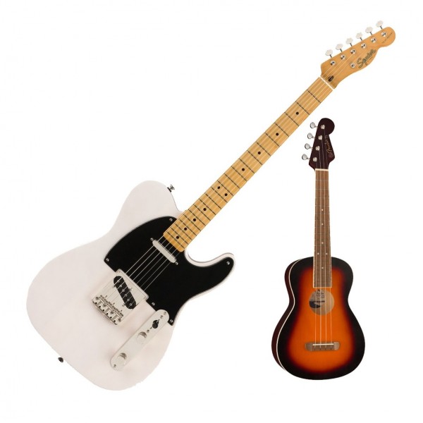 Squier Classic Vibe 50s Tele MN, White Blonde w/ FREE Fender Ukulele