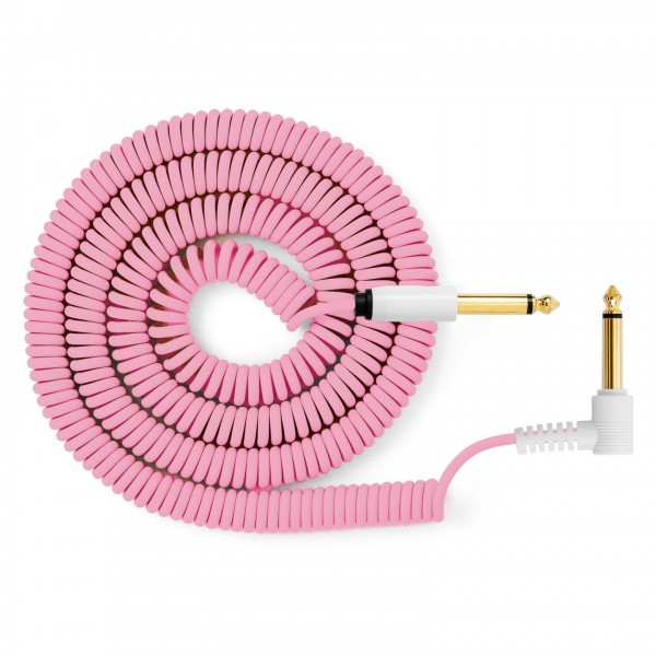 MyVolts Candycords 6.35mm Straight-Angled Coiled Cable 100cm, Marshmallow Pink