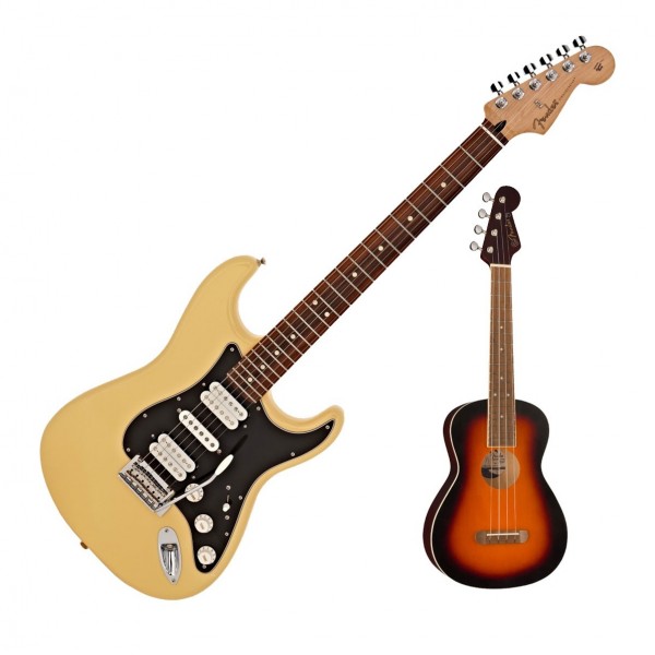 Fender Player Stratocaster HSH PF, Bcream with FREE Fender Ukulele