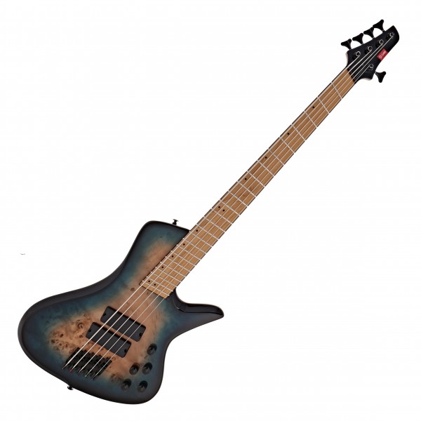 G4M 972 Fanned Fret 5-String Bass Guitar, Blue Burl Burst