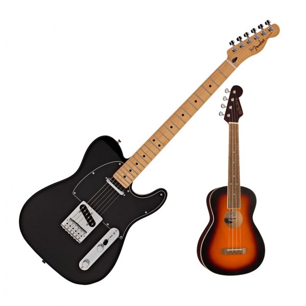 Fender Player Telecaster MN, Black with FREE Fender Ukulele