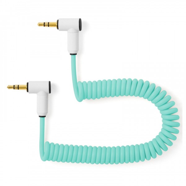 MyVolts Candycords 3.5mm Angled Jack Coiled Cable 20cm, Mint Green