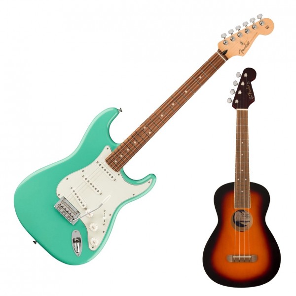 Fender Player Stratocaster PF, Sea Foam Green w/ FREE Fender Ukulele