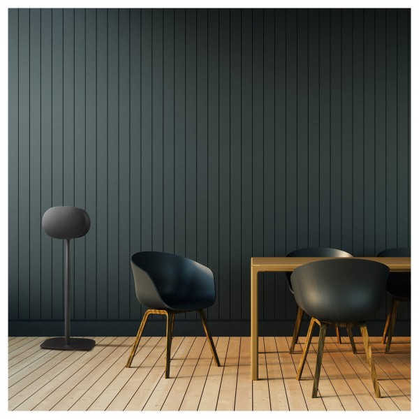 Mountson Floor Stand for Sonos Era 300, Black Lifestyle Image in Dining Room