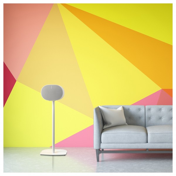 Mountson Floor Stand for Sonos Era 300, White Lifestyle Image in Living Room