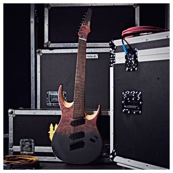 G4M 529 Pro Fanned Fret 8-String Electric Guitar, Grey Tide Fade