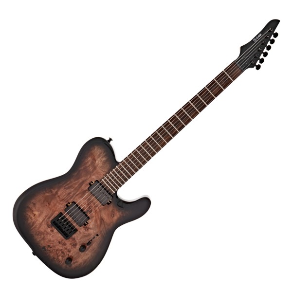 G4M 734 Pro Baritone Electric Guitar, Black Burl Burst