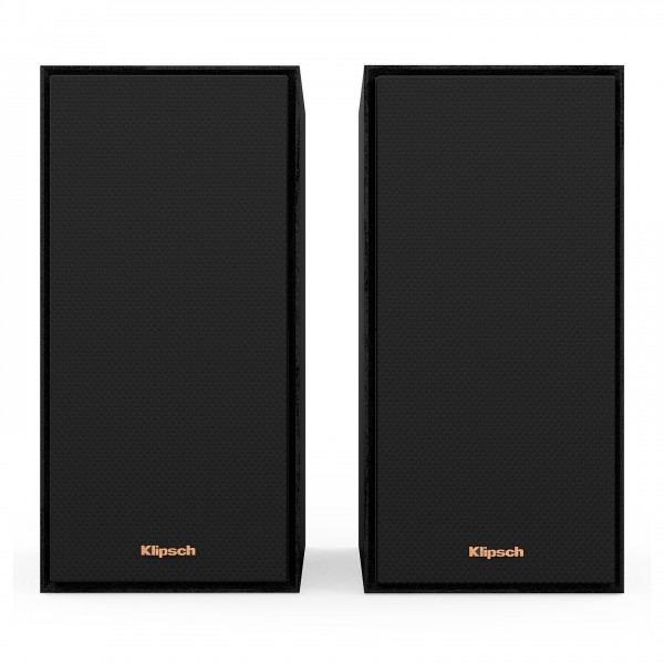 Klipsch R-40PM Reference Powered Bookshelf Speakers (Pair), Black - with grilles