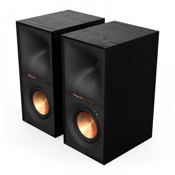 Klipsch R-40PM Reference Powered Bookshelf Speakers (Pair), Black - angled