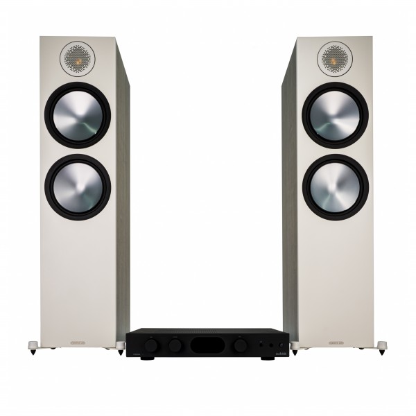 DISC Audiolab 7000A Integrated Amp w/ Bronze 500 Speakers, Urban Grey