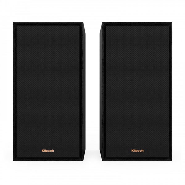 Klipsch R-50PM Reference Powered Bookshelf Speakers (Pair), Black - with grilles