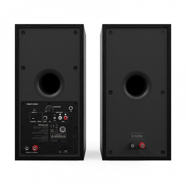Klipsch R-50PM Reference Powered Bookshelf Speakers (Pair), Black - rear