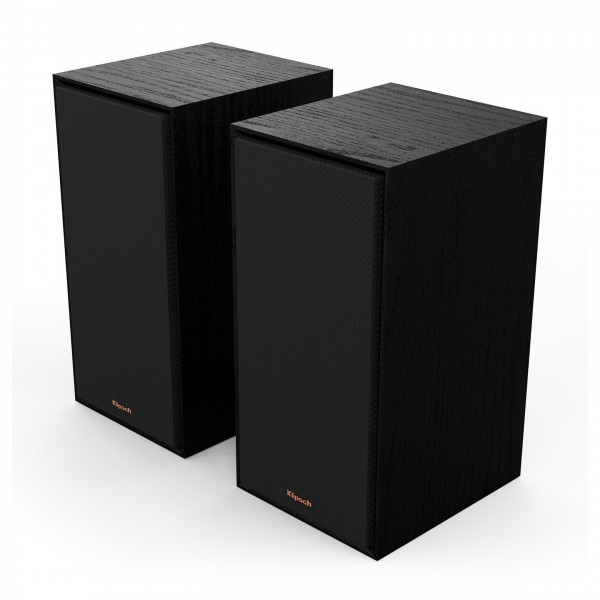 Klipsch R-50PM Reference Powered Bookshelf Speakers (Pair), Black - with grilles