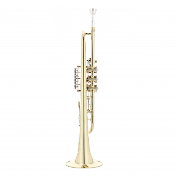 Rotary Valve Student Trumpet with Trigger by Gear4music, Gold