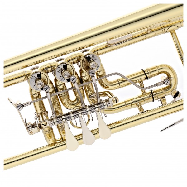 Rotary Valve Student Trumpet with Trigger by Gear4music, Gold