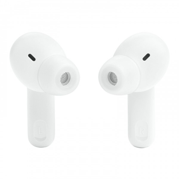 JBL Tune Beam True Wireless Noise Cancelling Earbuds, White Front View