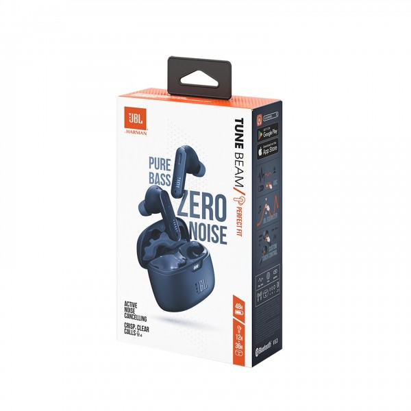 JBL Tune Beam True Wireless Noise Cancelling Earbuds, Blue Box View