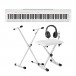 Yamaha P225 Piano Digital, Set con Soporte en «X», Blanco