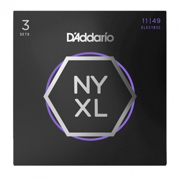 D'Addario NYXL Electric Guitar Strings Medium, 11 - 49, 3 Pack