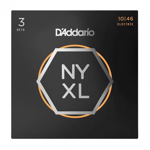 D'Addario NYXL Electric Guitar Strings Reg. Light .010 - .046, 3 Pack