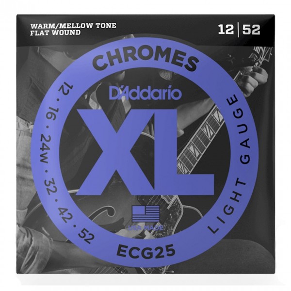 D'Addario ECG25 12-52 Chromes Flat Wound Electric Guitar Strings