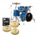Tamburo T5 Series 22'' 5pc Drum Kit w/Paiste, Blue Sparkle