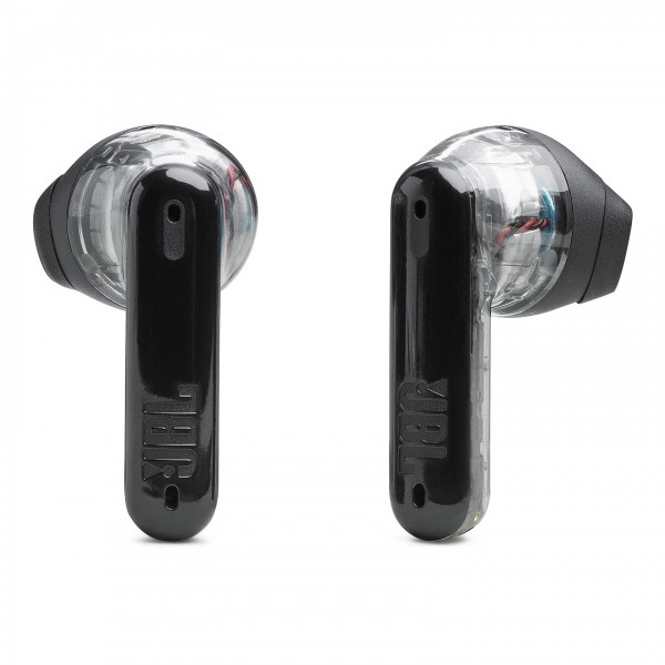 JBL Tune Flex Ghost Edition Noise Cancelling Earbuds, Black Gloss Back View 2