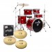 Tamburo T5 Series 22'' 5pc Drum Kit w/Paiste, Bright Red Sparkle
