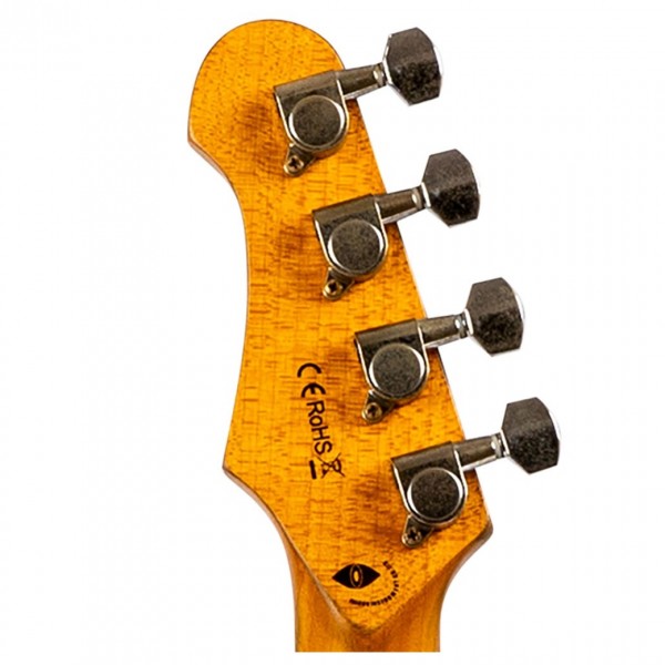 Flight Pathfinder Tenor Electric Ukulele, Black Relic - Headstock Back