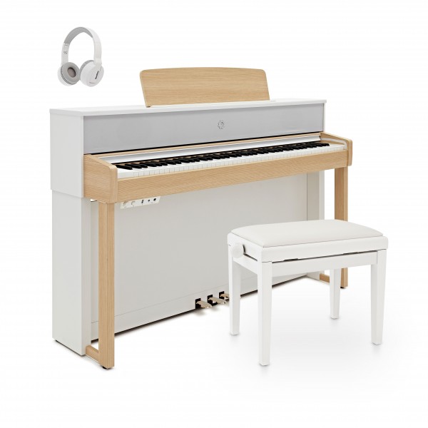 G4M HDP-1 Upright Digital Piano, Maple & White, with Accessory Pack