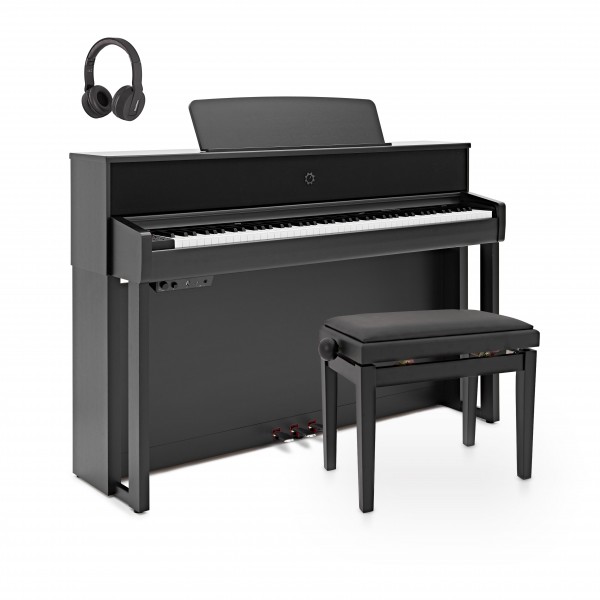 G4M High Top Upright Piano, Black, with Stool