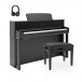 G4M HDP-1 Piano Droit Numérique, Noir, avec Pack d'Accessoires
