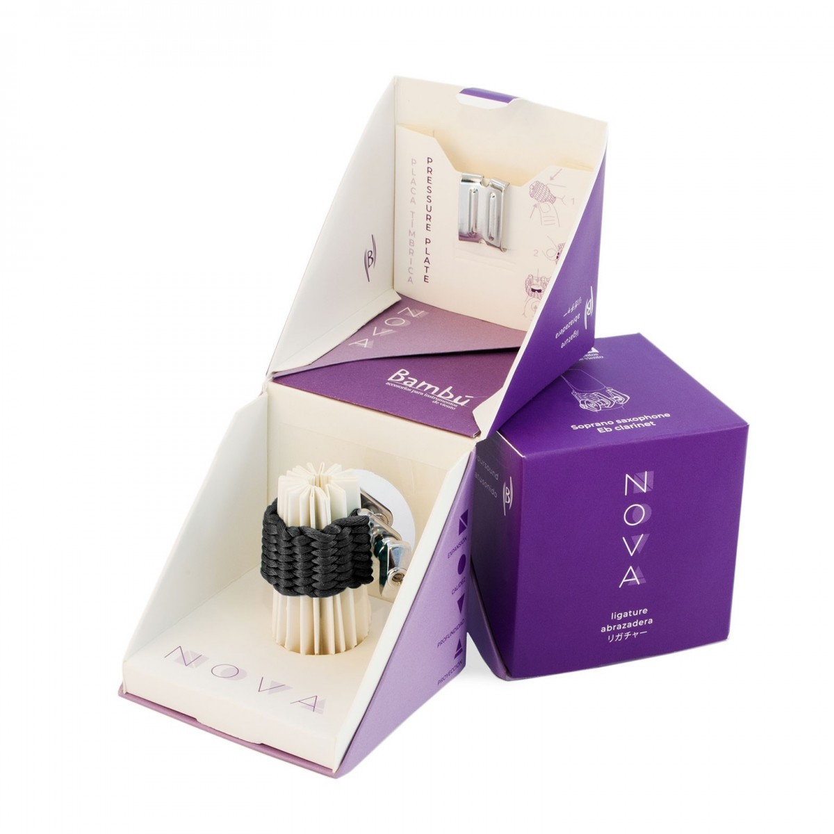 Bambu Nova Ligature for Soprano Sax and Eb Black at Gear4music