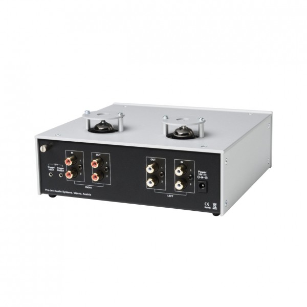 Pro-Ject Tube Box DS2 MM/MC Phono Pre-Amplifier, Silver rear view