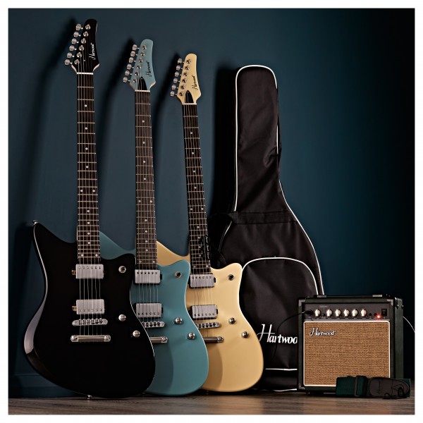 Hartwood Charger Origin Guitar Pack, Lagoon Blue