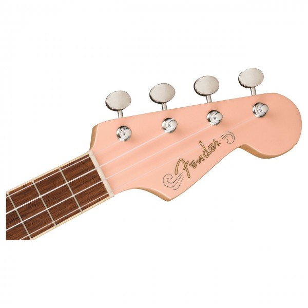 Fender Fullerton Jazzmaster Ukulele, Shell Pink - Headstock Front