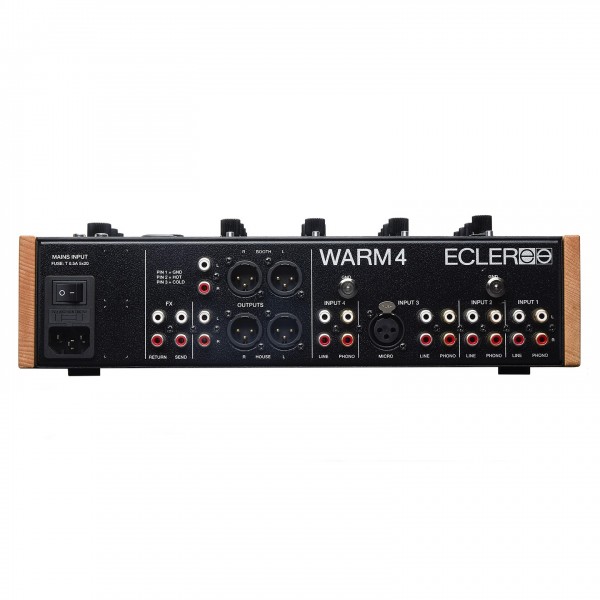 Ecler WARM4 Four Channel Analogue Rotary Mixer Back Inputs and Outputs