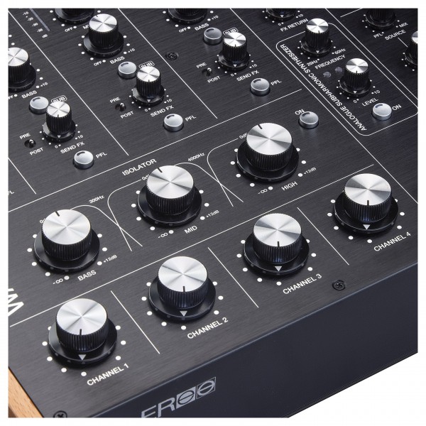 Ecler WARM4 Isolator And Channel Faders Closeup