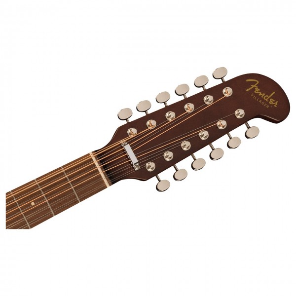 Fender Villager 12-String Electro Acoustic, Aged Natural- Headstock Front