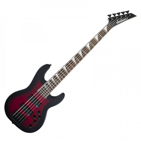 Jackson JS3VQ Concert 5-String Bass, Transparent Red Burst - front