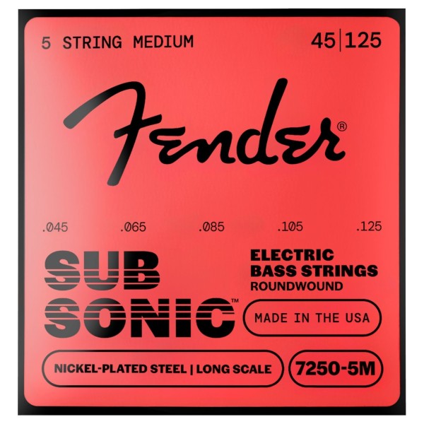 Fender Super 7250-5M Bass, Pure Nickel, 5-String Bass Strings, 45-125
