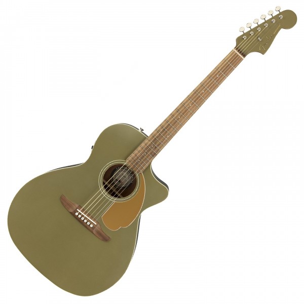 Fender Newporter Player Electro Acoustic, Olive Satin Front View